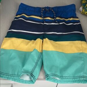 OshKosh B'gosh Kids Swim Trunks - Blue, Green, Yellow Stripes